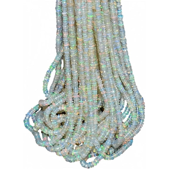 AAA+ Ethiopian Welo Opal Fire Gemstone 2mm-3mm Smooth Rondelle Beads | Natural Ethiopian Opal Gemstone Smooth Rondelle Beads | 16inch Strand For Jewelry Making Like Necklace , Bracelet , Earring .