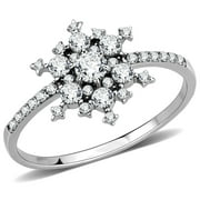AAA Grade Clear CZ on Snowflake Shape Stainless Steel Womens eternity Pave Thin Band - Size 9