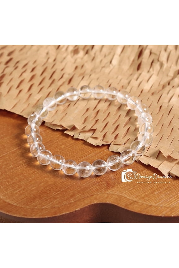 AAA+ Grade Clear Quartz Bracelet, Purification and Balancing of Energy , Enhance Inner Strength, 8mm Bead