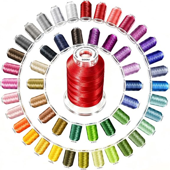 AAA-Grade Polyester Embroidery Thread, 50 Colors, 40WT, 550 Yards Each, [Top Strength & Lint-Free] Silky Smooth Embroidery Machine Thread Kit Compatible with , , Janome, and