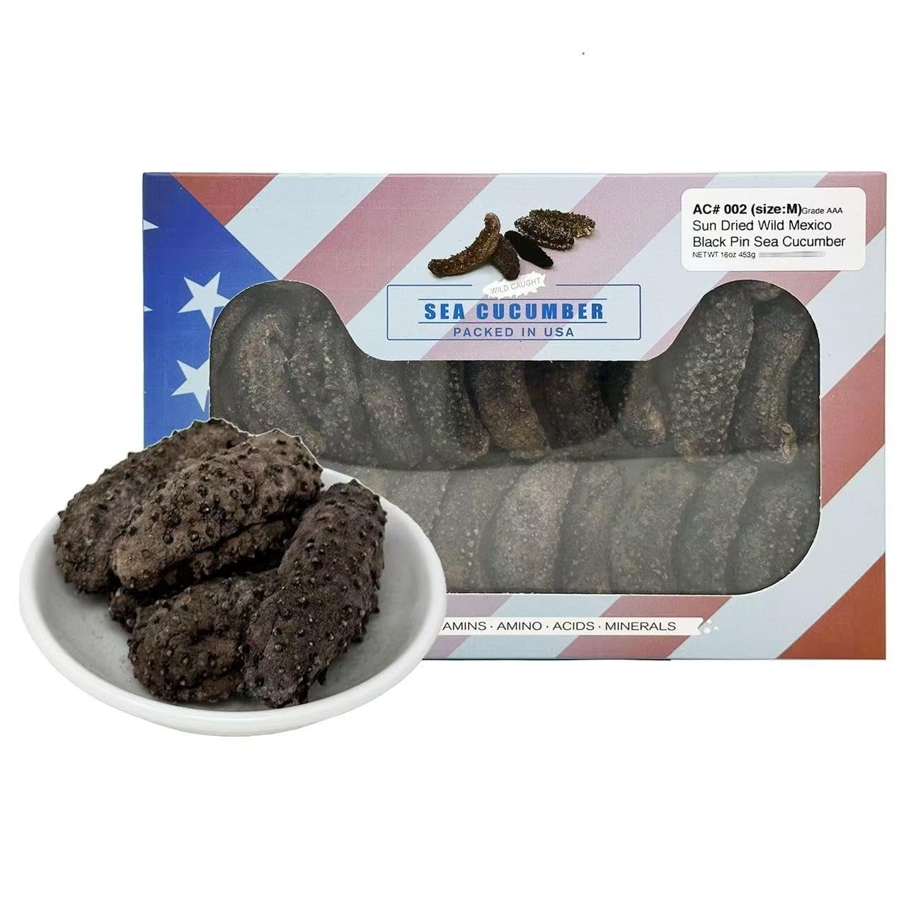 AAA Grade Sun Dried Wild Caught South American Sea Cucumber Medium 1lb box