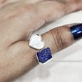 thumbnail image 1 of AAA Lapis Lazuli Ring, Rough Lapis Lazuli Ring, Afghani Lapis, Adjustable Heart Ring, 925 Sterling Silver, Womens Ring, Christmas, Thanksgiving, Handmade, Statement Jewelry, Rough Gemstone Jewelry, 1 of 5