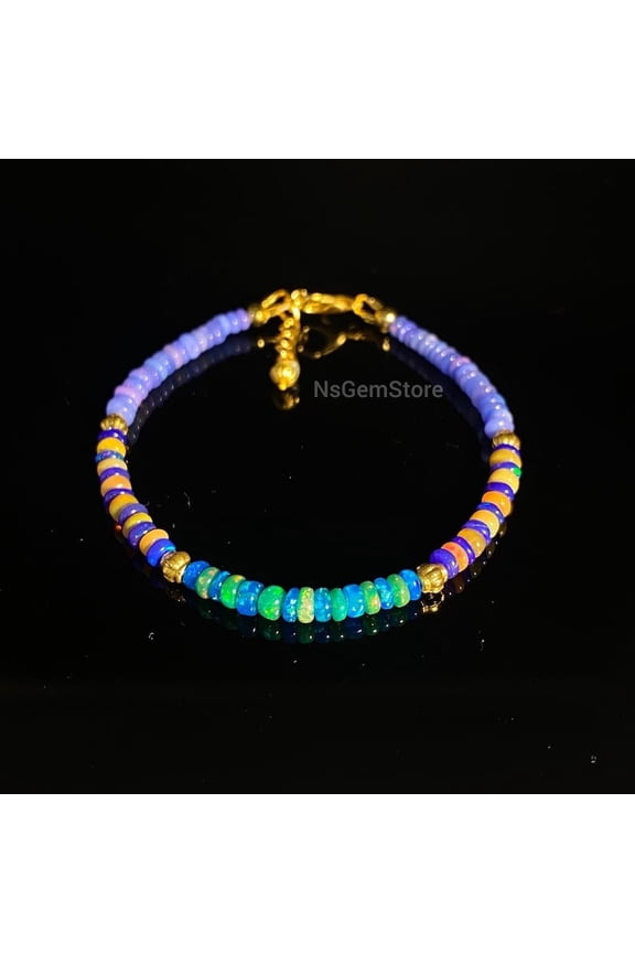 AAA Multi-Color Fire Opal Bracelet: Rainbow Gemstone Beads