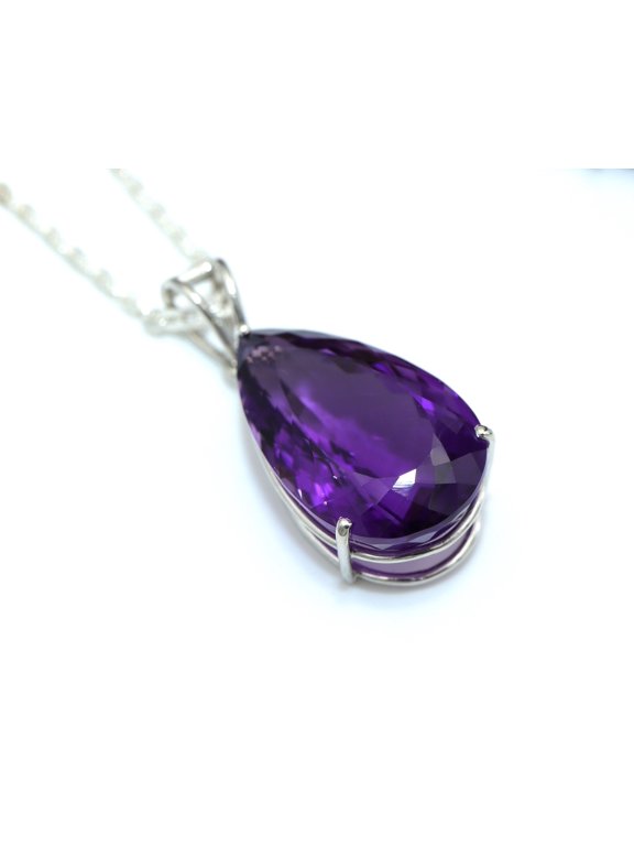 AAA Natural Amethyst Pear Cut Pendant, Amethyst Necklace, Big Amethyst Pendant, February Birthstone, Large Amethyst Pear, Statement Jewelry