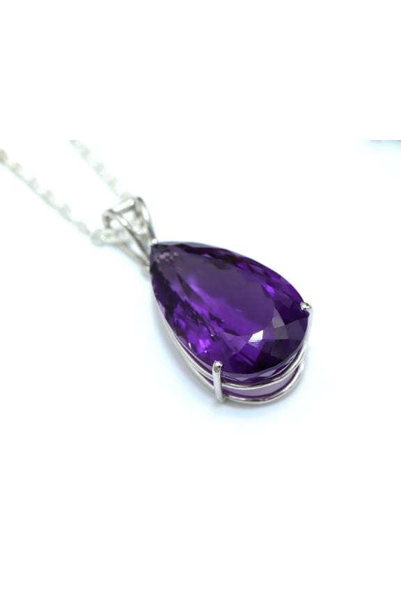 AAA Natural Amethyst Pear Cut Pendant, Amethyst Necklace, Big Amethyst Pendant, February Birthstone, Large Amethyst Pear, Statement Jewelry