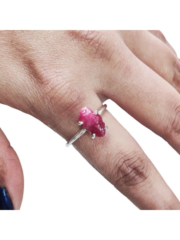 AAA Natural Ruby Ring, Rough Ruby Gemstone Ring, July Birthstone, Adjustable Ring, 925 Sterling Silver, Womens Ring, Christmas, Thanksgiving, Handmade, Statement Jewelry, Raw Gemstone Jewelry