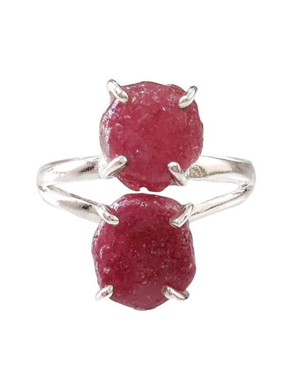 AAA Natural Ruby Ring, Rough Ruby Gemstone Ring, July Birthstone, Hippie Ring, 925 Sterling Silver, Womens Ring, Christmas, Thanksgiving, Handmade, Statement Jewelry, Raw Gemstone Jewelry
