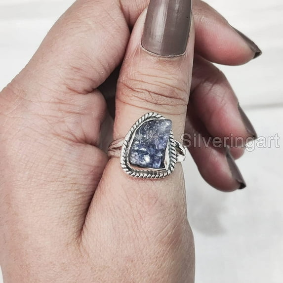 AAA Natural Tanzanite Ring, Rough Tanzanite Ring, December Birthstone, Bohemian Ring, 925 Sterling Silver, Womens Ring, Christmas, Thanksgiving, Handmade, Statement Jewelry, Rough Gemstone Jewelry