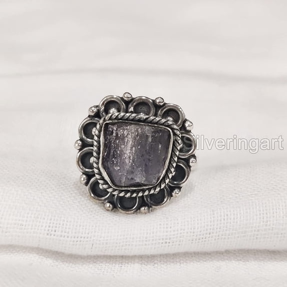 AAA Natural Tanzanite Ring, Rough Tanzanite Ring, December Birthstone, Bohemian Ring, 925 Sterling Silver, Womens Ring, Christmas, Thanksgiving, Handmade, Statement Jewelry, Rough Gemstone Jewelry