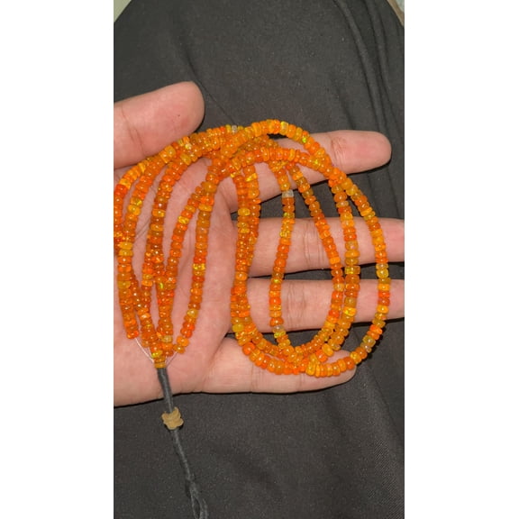 AAA+ Orange Ethiopian Opal Smooth Rondelle Beads 3-5mm Orange Opal Beads Rondelle Orange Opal Strand 16 Inch Orange Fire Opal Bead For Jewelry Making , Gift Item .