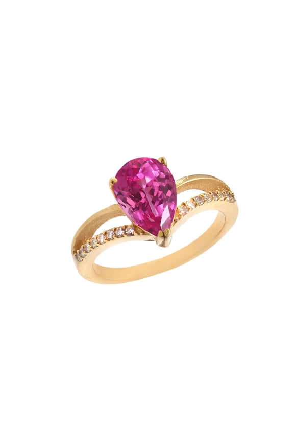 AAA Pink Sapphire Ring: Pear Cut Sterling Silver, Summer Jewelry