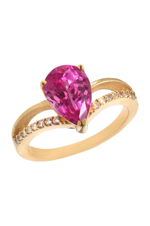 AAA Pink Sapphire Ring: Pear Cut Sterling Silver, Summer Jewelry