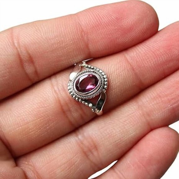 AAA Pink Tourmaline Gemstone Ring, Natural Pink Tourmaline Ring, October Birthstone, Womens Ring, 925 Sterling Silver, Dainty Ring, Minimal Stackable Ring, Birthday Gift, Thanksgiving, Gift For Her