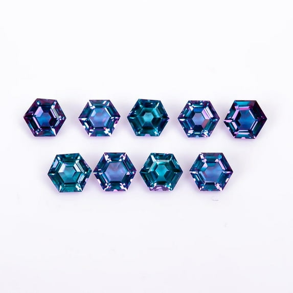 AAA Quality Alexandrite 9 Pieces 12x12mm Hexagon Shape, Loose Gemstone For Jewelry Making Crystal, Color Changeable Alexandrite