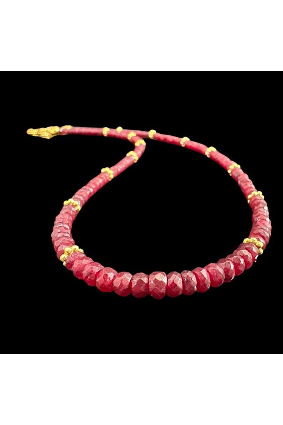 AAA Ruby Beaded Necklace: Handmade Faceted Gemstone Jewelry