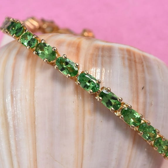 AAA Tsavorite 14K Gold Plating sterling Silver Bracelet, TGW 11.15 CTS, Line Bracelet, Garnet Bracelet, Women Bracelet, Purple Bracelet