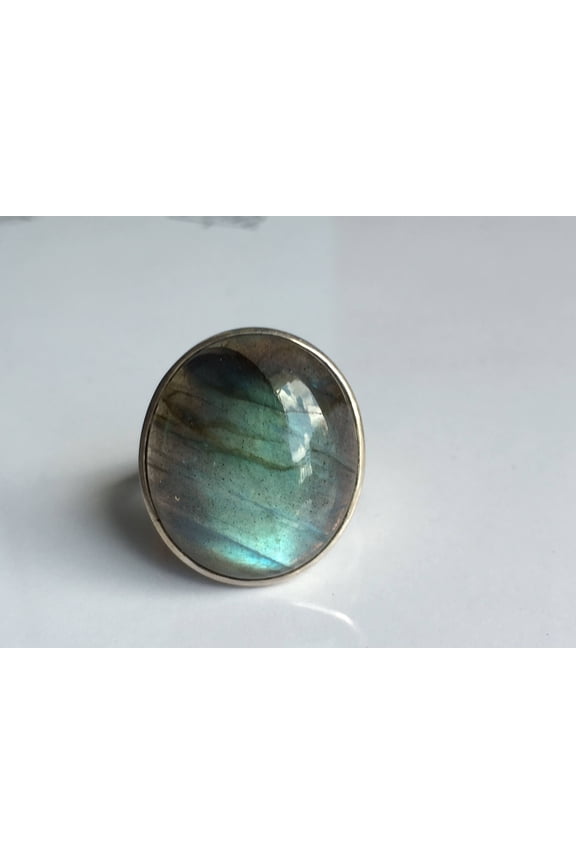 AAA quality blue sheen natural 21.53 carat labradorite ring in 925 sterling silver