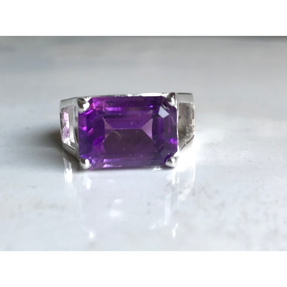AAA quality natural african amethyst men ring in 925 sterling solid silver