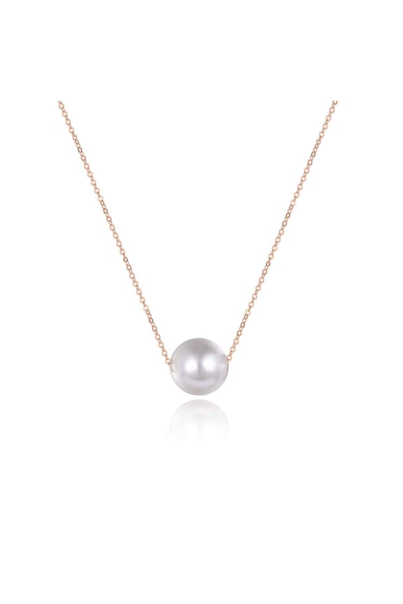 AAAA Single Pearl Choker Sterling Silver Necklace for Women 7-8mm Freshwater Cultured Pearls Wedding Bridesmaids Anniversary 14 16 18 inch (rose gold-single pearl necklace 16)