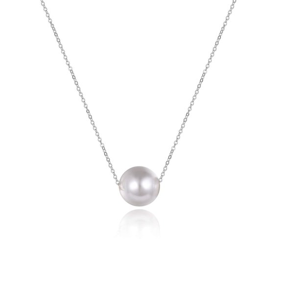 AAAA Single Pearl Choker Sterling Silver Necklace for Women 7-8mm Freshwater Cultured Pearls Wedding Bridesmaids Anniversary 14 16 18 inch (silver-single pearl necklace 18)
