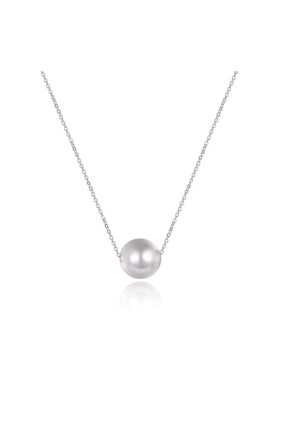 AAAA Single Pearl Choker Sterling Silver Necklace for Women 7-8mm Freshwater Cultured Pearls Wedding Bridesmaids Anniversary 14 16 18 inch (silver-single pearl necklace 18)