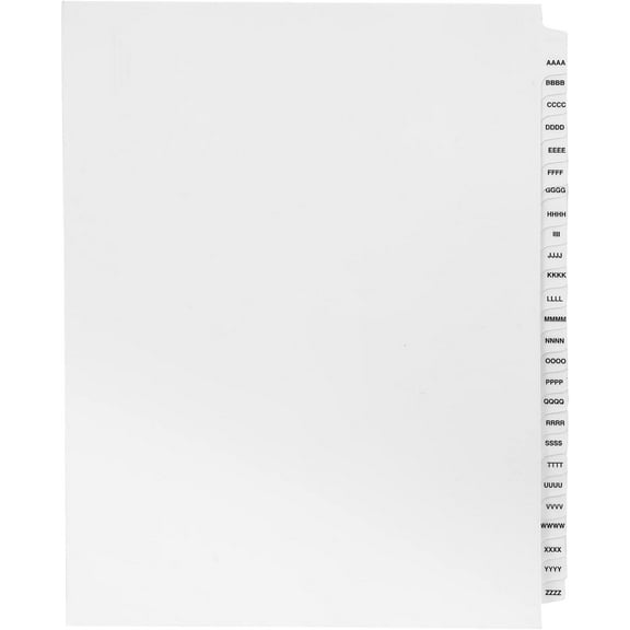 Exhibitindexes® Exhibit Tabs AAAA-ZZZZ (4A-4Z) Made in USA Legal Tabs