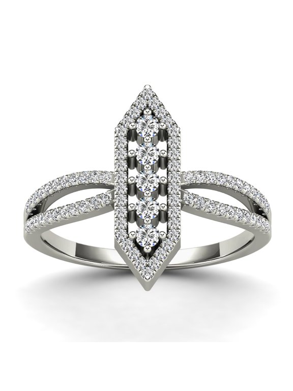 AAAMARK 10K White Gold 3/8ct. TDW Diamond Hexagon Cluster Ring (GH, I1)