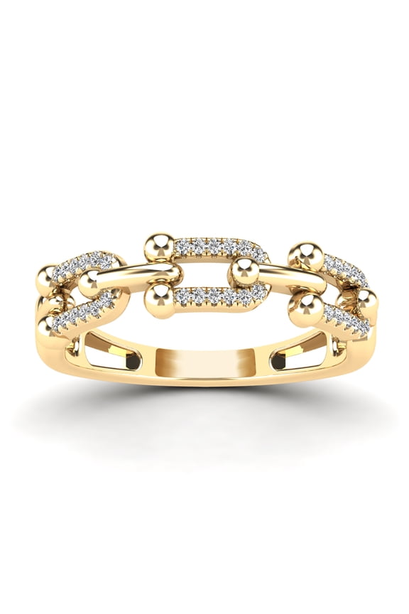 AAAMARK 10K Yellow Gold 1/10ct TDW Diamond Open Chain Link Ring (GH, I1)