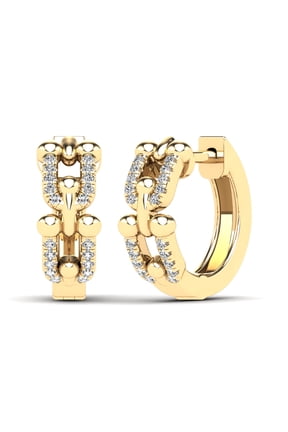 AAAMARK 10K Yellow Gold 1/10ct TDW Open Chain Link Diamond Hoop Earring (GH, I1)