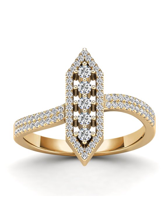 AAAMARK 10K Yellow Gold 3/8ct. TDW Diamond Hexagon Cluster Ring (GH, I1)