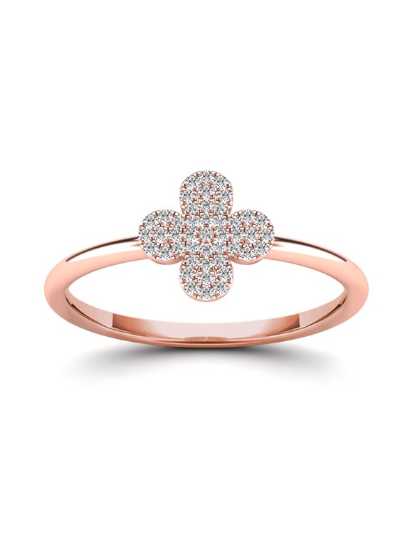 AAAMARK 14K Rose Gold 1/10ct. TDW Diamond Pave Clover Ring (GH, I1)