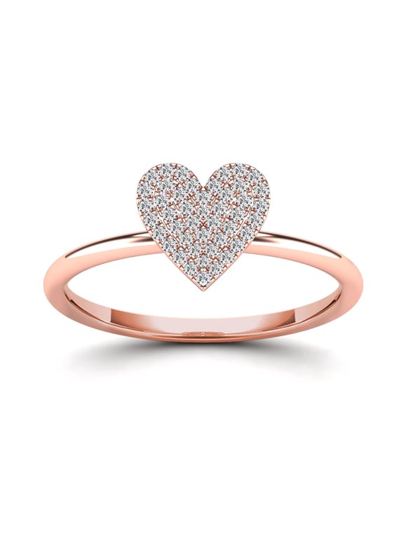 AAAMARK 14K Rose Gold 1/8ct. TDW Diamond Pave Herat Ring (GH, I1)