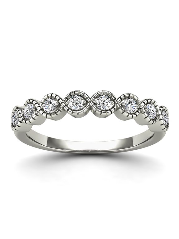 AAAMARK 14K White Gold 1/3ct. TDW Diamond Braided Stackable Ring with Fine Milgrain Border (GH, I1)
