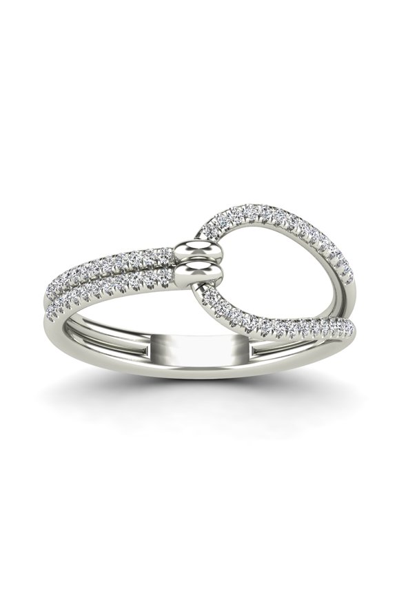 AAAMARK 14K White Gold 1/6ct TDW Diamond Double Row Interlocking Loop Ring (G-H, I1)