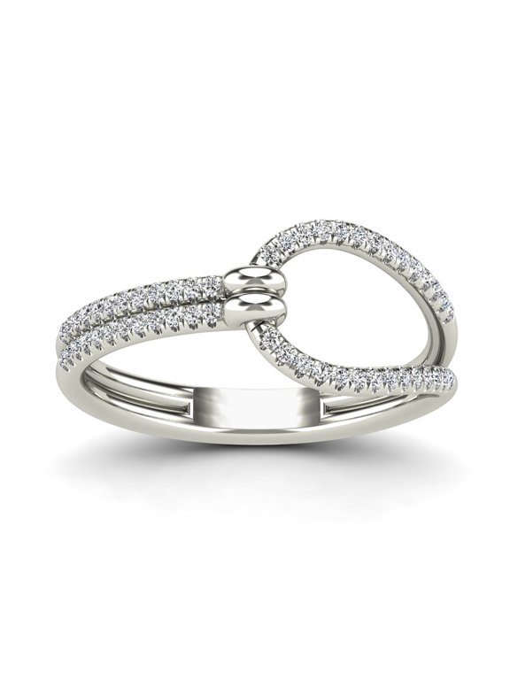 AAAMARK 14K White Gold 1/6ct TDW Diamond Double Row Interlocking Loop Ring (G-H, I1)