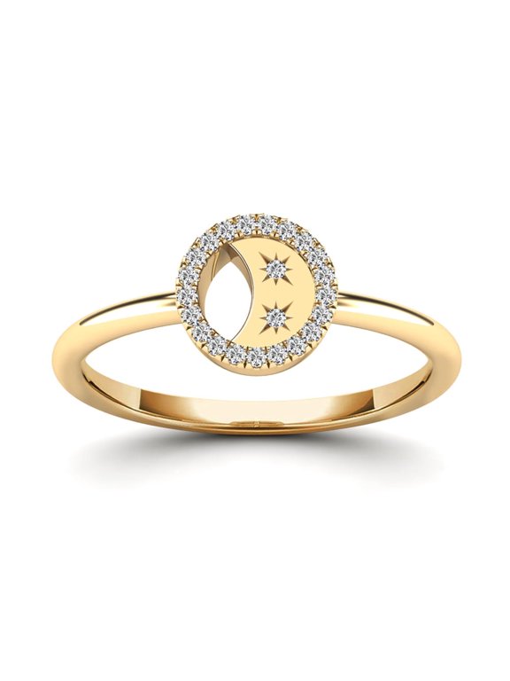AAAMARK 14K Yellow Gold 1/10ct. TDW Diamond Crescent Moon in Circle Ring (GH-I, I1)