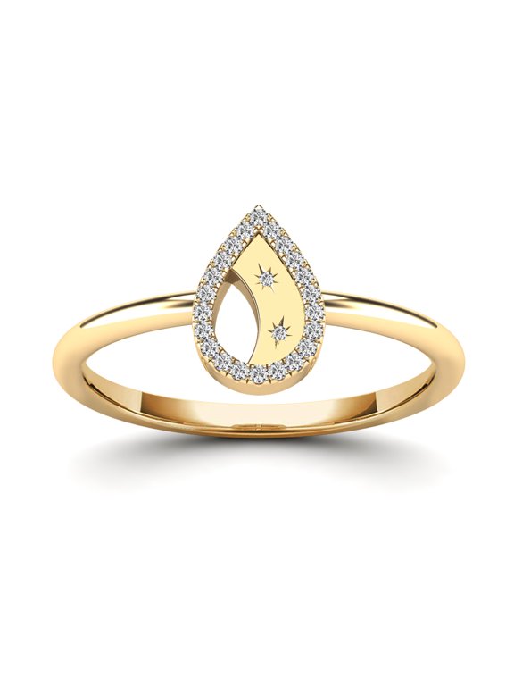 AAAMARK 14K Yellow Gold 1/20ct. TDW Diamond Crescent Moon in Pear Shape Ring (GH, I1)