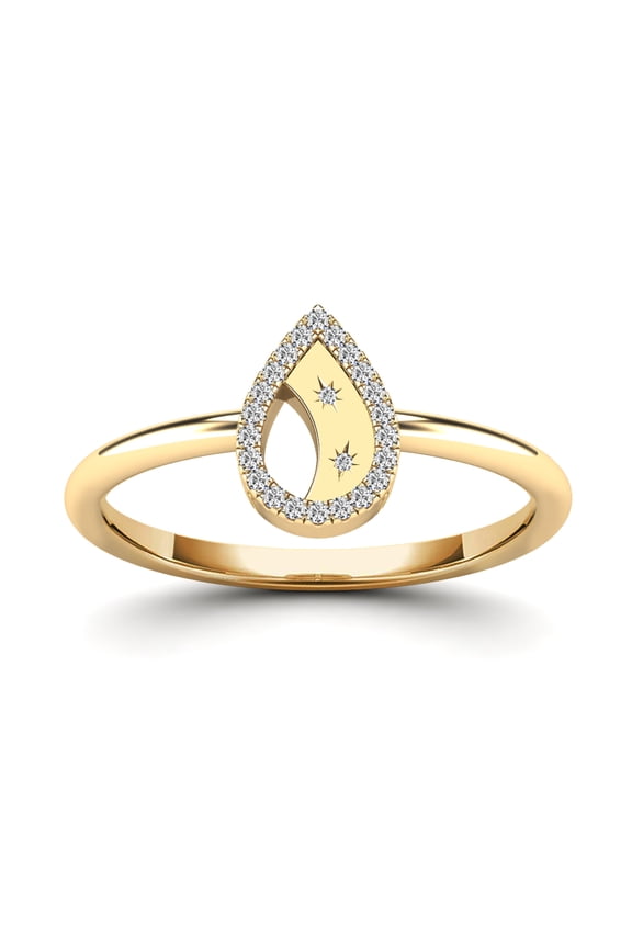 AAAMARK 14K Yellow Gold 1/20ct. TDW Diamond Crescent Moon in Pear Shape Ring (GH, I1)