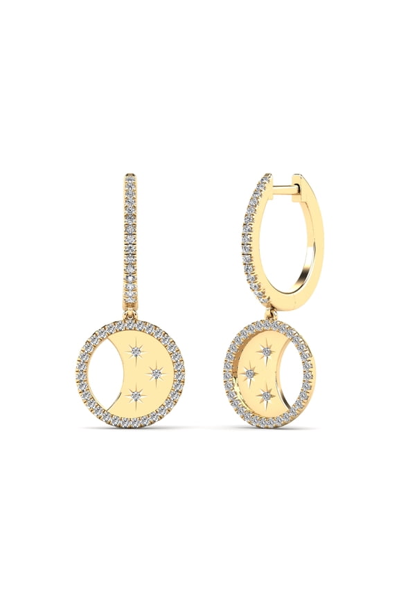 AAAMARK 14K Yellow Gold 1/6ct. TDW Diamond Crescent Moon in Circle Stud Earring (GH, I1)