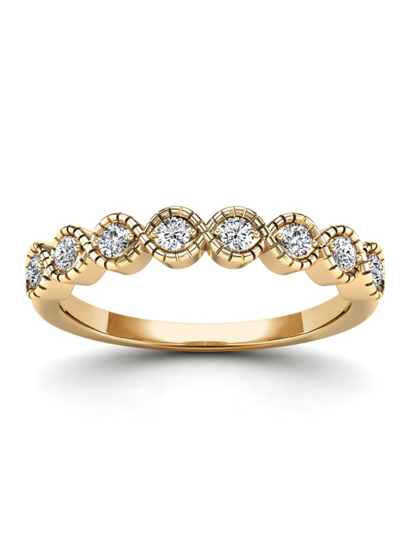 AAAMARK 14K Yellow Gold 1/3ct. TDW Diamond Stackable Ring with Fine Milgrain Border (GH, I1)