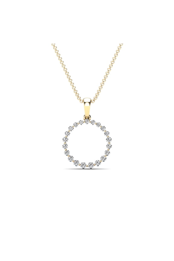 AAAMARK 14K Yellow Gold 1/4ct. TDW Graduated Diamond Open Space Circle Pendant Necklace (GH, I1)
