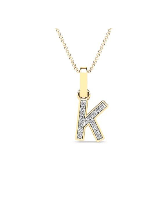 AAAMARK 14K Yellow Gold Diamond Accent Initial "K" Letter Pendant Necklace (GH, I1)