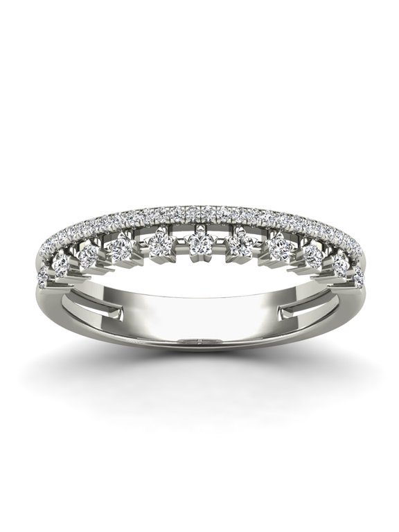 AAAMARK 18K White Gold 1/5ct TDW Diamond Floating Row Pave Open Band Ring (GH,I1)