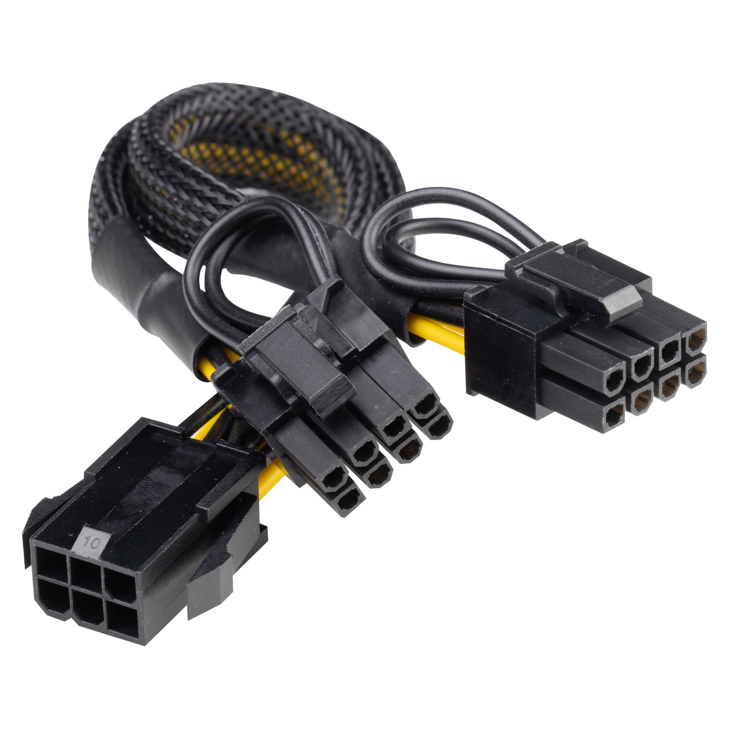 AAAwave Single Female 6 Pin PCI-E to Dual Male 6+2 Pin PCI-E Cable with Braided Sleeved
