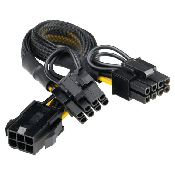 AAAwave Single Female 6 Pin PCI-E to Dual Male 6+2 Pin PCI-E Cable with Braided Sleeved