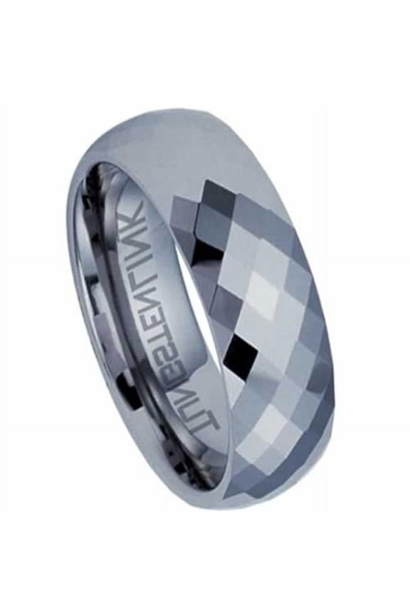 Beautiful Diamond Cut Tungsten Carbide Ring 7.5mm