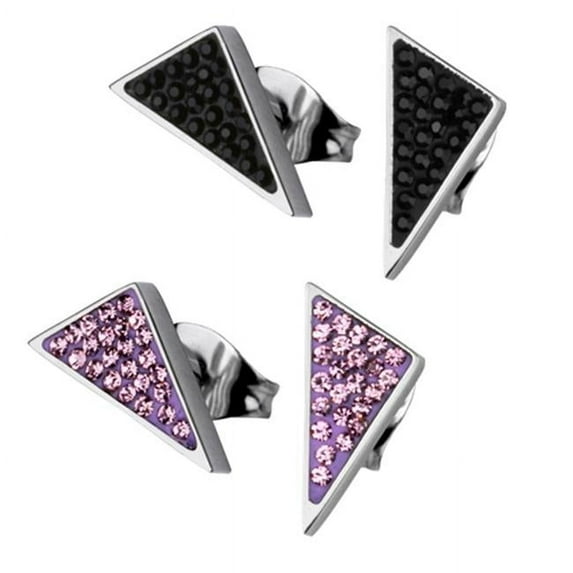 AAB Style ESS-142 CZ Encrusted Stainless Steel Triangular Earrings