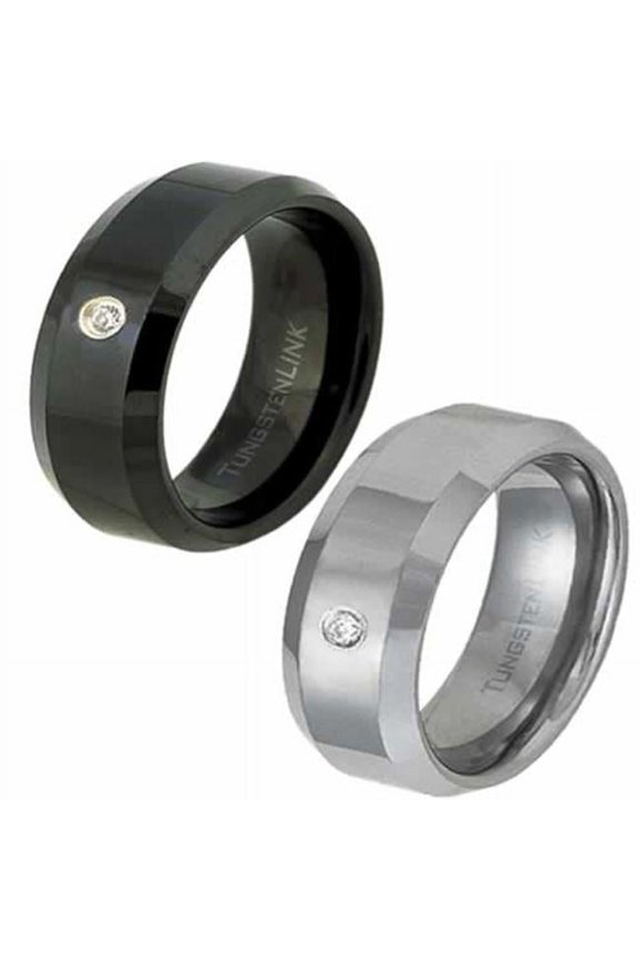 Gorgeous Tungsten Ring with Cubic Zirconia - Tungsten