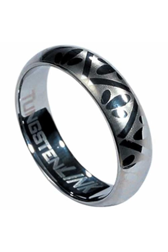 RTS-14 Tungsten Carbide Ring with Laser-Made Design