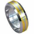 thumbnail image 1 of AAB Style  Tungsten Carbide Ring with Gold Stripes 6mm, 1 of 1